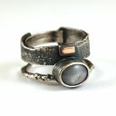 szafir, srebro, złoto - oksydowany pierścionek