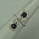 Pierścionek regulowany ametyst wire wrapping stal chirurgiczna oryginalny