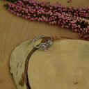 Pierścionek regulowany z różowego rodonitu (wire wrapping) - stal chirurgiczna