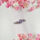 Pierścionek z ametystem - regulowany wire wrapping ze stali chirurgicznej