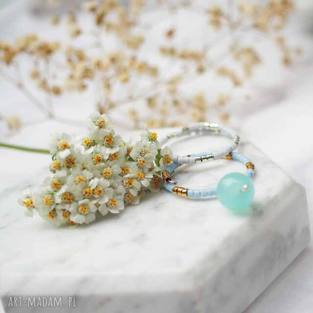 Dwa śliczne pierścionki z kwarcem niebiańskim