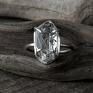 Cristal srebrny pierścionek z diamentem - diament herkimer zaręczynowy