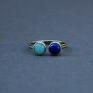 lapis lazuli minimalistyczny pierścionek twins - amazonit i podwójny