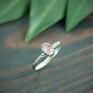 Srebrny z turmalinem, pierścionek z różowym oczkiem - roślinne romantyczny różowy turmalin