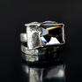 Cubic - srebrny pierścionek z kryształem swarovski metaloplastyka srebro