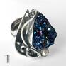 Blathan srebrny pierścień z kwarcem tytanowym - metaloplastyka perla tytan