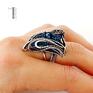 925 osobliwość blue alien srebrny pierścień z kwarcem tytanowy