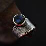 Dziki Królik Pierścień z labradorytem - regulowana obrączka z minerałem srebrny pierścionek