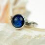 niebiesk turkusowy błękit srebrny pierścionek