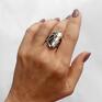 czarne metaloplastyka srebro unihorn VI - srebrny pierścień z perłą pierścionek regulowany