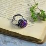 brązowe miedź violet z jaspisem cesarskim uniwersalntrozmiar pierścionek