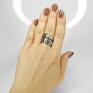 Wave srebrny pierścionek regulowany surowy