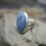Branicka Art srebrny niebieski opal pierścionek "manir" szeroka obrączka