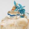 niebieski pierścionek morski - fale i larimar motyw morskiej