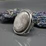 Blask obsydiany - pierścionek "Kili" - smocze szkło srebrny pierścień srebro