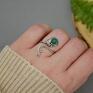 Agata Rozanska oryginalny pierścionek regulowany zielony onyks stal wire wrapping