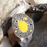 żółte pierścionek boho ceramiczny duży jowisz talizman amulet artystyczny