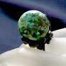 duży pierścionek wiosenny pierścień zielona muszla oryginalny prezent efektowny