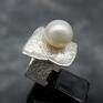 Srebrny pierścionek z perłą - Purro 3 - słodkowodna
