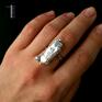 prezent biwa mist srebrny pierścionek z perłą regulowany