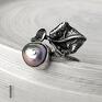 Fleur - srebrny pierścionek z perłą - naturalna metaloplastyka srebro