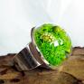 bańka duży unikatowy pierścionek z roślinami w suszki