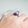 pierścionek duży fioletowe simple amethyst - w surowym stylu