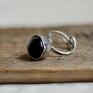 srebrne pierścionek duży black hole - awangardowy z czarną szklaną