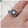 i srebro i - pierścionek 1498a r. 9 perła kwiat