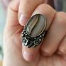 Srebrny z prążkowanym agatem a716 - pierścionek - kwiatami pierścień