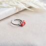 Koralowo - pierścionek ze szklanymi kryształkami - minimalizm czerwony