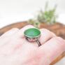 pierścionek prosty zielony zieleń - ze szkłem biżuteria