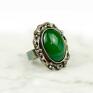 z handmade pierścień z zielonym agatem a785 z kamieniem pierścionek srebrny