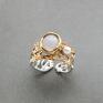 zamówienie pierścionek ażurowy według ustalenia z klientką:) rozmiar 20 regulowany perła fi 4 mm pierścnionek złocony