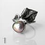 pierścionek srebrny różowe fleur - z perłą naturalna