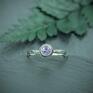 fioletowe srebrny pierścionek flora z ametystem i serduszkiem delikatny