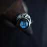 srebrne obrączka regulowany pierścień z labradorytem i biżuteria z księżycem