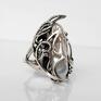 Unihorn III - srebrny pierścień z perłą biwa - biżuteria pierścionek