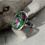 rubin moss - srebrny pierścionek z zoisytem z rubinem
