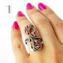 925 sorbus i srebrny pierścień z koralem wirewrapping różowy