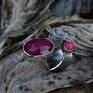 Regulowany pierścień z dwoma agatami - różowe kamienie pierścionek podwójny