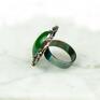 handmade pierścień z zielonym a785 z agatem pierścionek srebrny