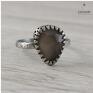 i srebro - 1401a - szary kamień księżycowy srebrny pierścionek