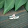 Srebrny z turmalinem, pierścionek z różowym oczkiem - roślinne rozowy turmalin wzory