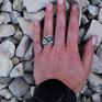 srebrny pierścień pierścionek z górami i turkusem naturalnym góry