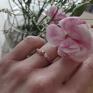 różowe kwarc pierścionek z turmalinem i kwarcem - cherry blossom dzień matki