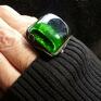 Zielony kwarc pierścionek unikatowy oryginalny prezent handmade szkło unikat
