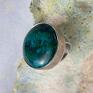 Srebrny pierścień z chryzokolą a1030 w odcieniu morza w kolorze turkusu turkusowy pierścionek