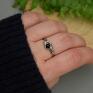 czarny onyks pierścionek regulowany wire wrapping stal prezent dla niej