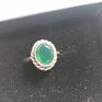 biżuteria handmade srebrny pierścionek z zielonym zielony chalcedon